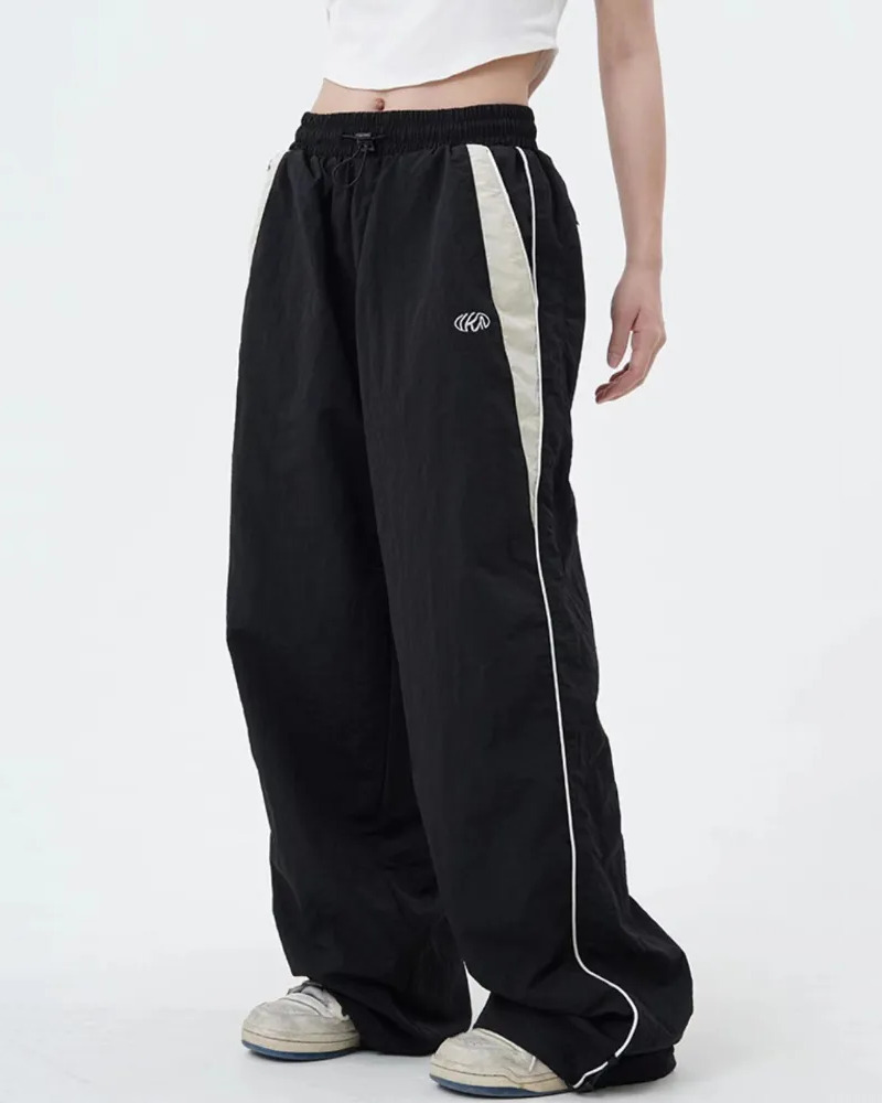 Y2K Grunge Black Baggy Joggers - 90s Retro Style, Summer Y2K Outfits, Gothic Y2K Fashion
