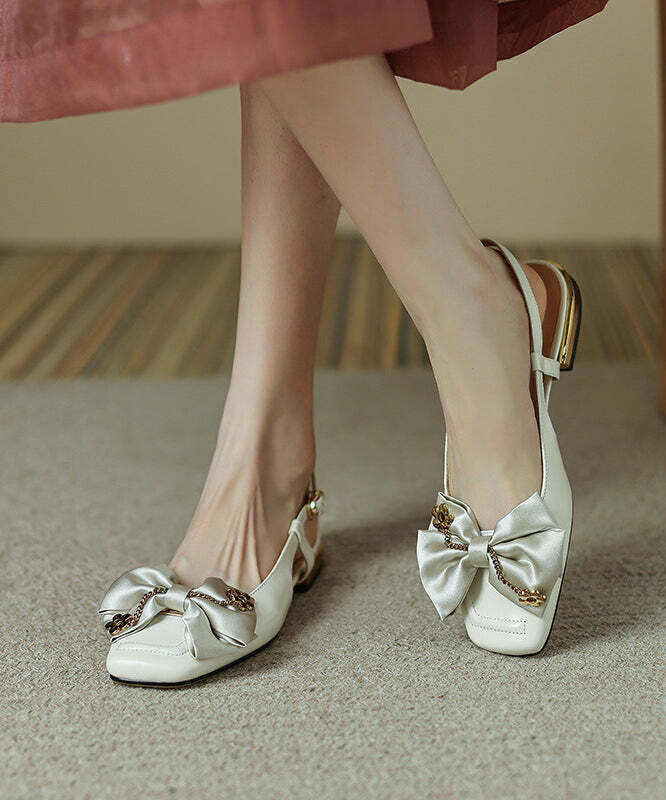 Y2K Grunge Black Bow Cowhide Leather Flats - Retro 90s Summer Party & Club Outfit Shoes