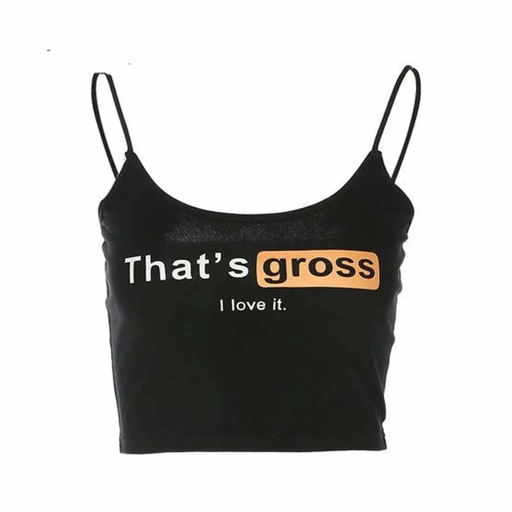 Y2K Grunge Black Cami Crop Top - 90s Fashion, Retro Style, Y2K Summer Outfits, Gothic Y2K