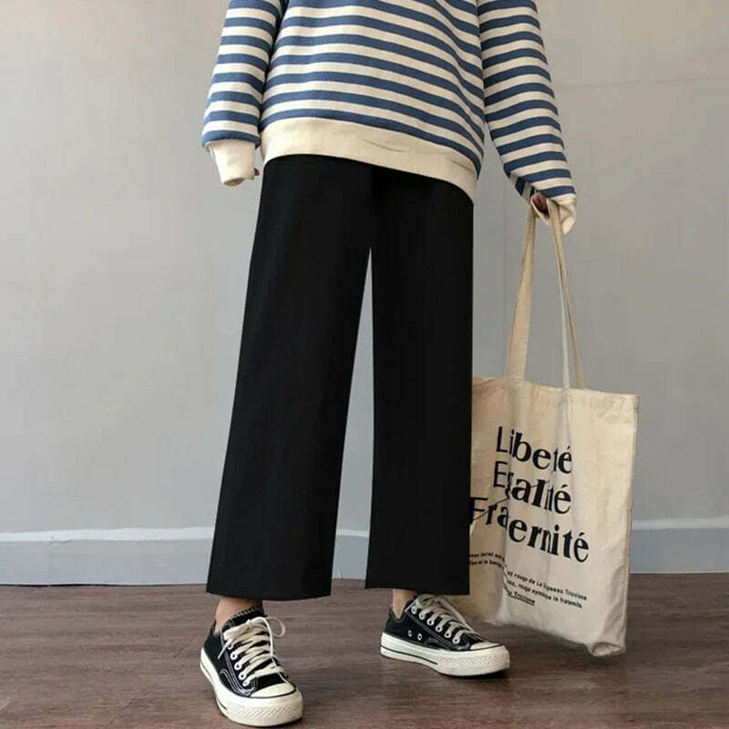 Y2K Grunge Black Casual Pants - 90s Retro Summer Outfit, Y2K Fashion, Gothic Y2K Style