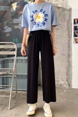 Y2K Grunge Black Casual Pants - 90s Retro Summer Outfit, Y2K Fashion, Gothic Y2K Style