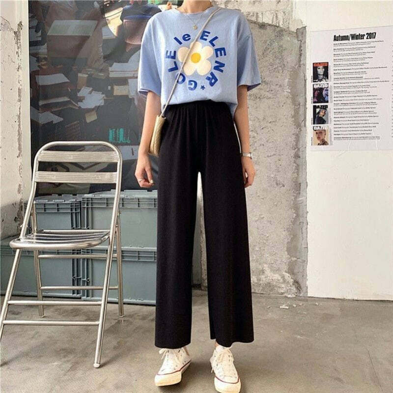 Y2K Grunge Black Casual Pants - 90s Retro Summer Outfit, Y2K Fashion, Gothic Y2K Style