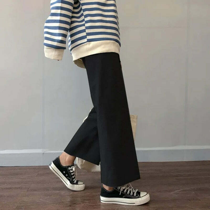 Y2K Grunge Black Casual Pants - 90s Retro Summer Outfit, Y2K Fashion, Gothic Y2K Style