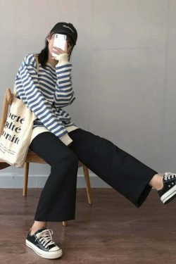 Y2K Grunge Black Casual Pants - 90s Retro Summer Outfit, Y2K Fashion, Gothic Y2K Style