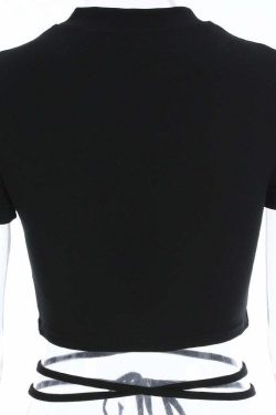 Y2K Grunge Black Crop Top T-Shirt - 90s Fashion, Retro Style, Y2K Summer Outfits, Baby Tees