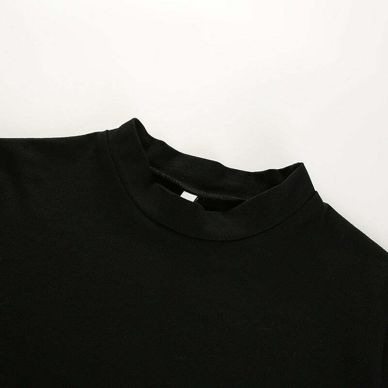 Y2K Grunge Black Crop Top T-Shirt - 90s Fashion, Retro Style, Y2K Summer Outfits, Baby Tees