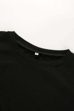 Y2K Grunge Black Crop Top T-Shirt - 90s Fashion, Retro Style, Y2K Summer Outfits, Baby Tees