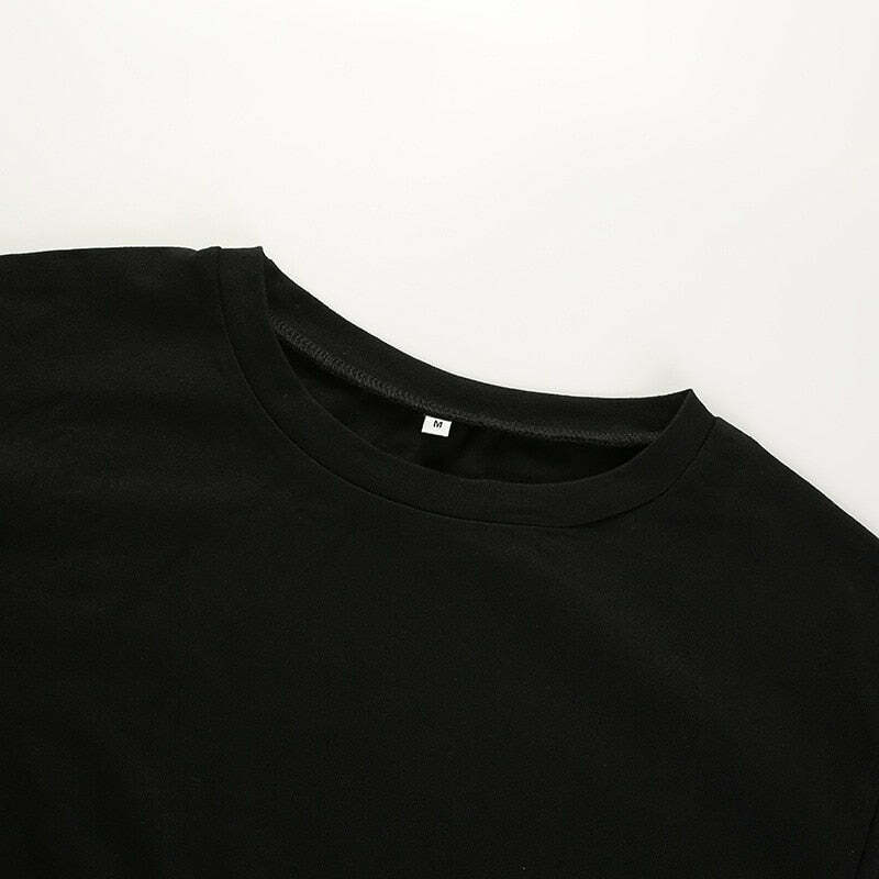 Y2K Grunge Black Crop Top T-Shirt - 90s Fashion, Retro Style, Y2K Summer Outfits, Baby Tees