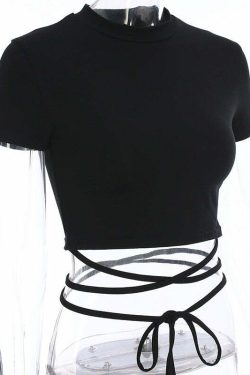 Y2K Grunge Black Crop Top T-Shirt - 90s Fashion, Retro Style, Y2K Summer Outfits, Baby Tees