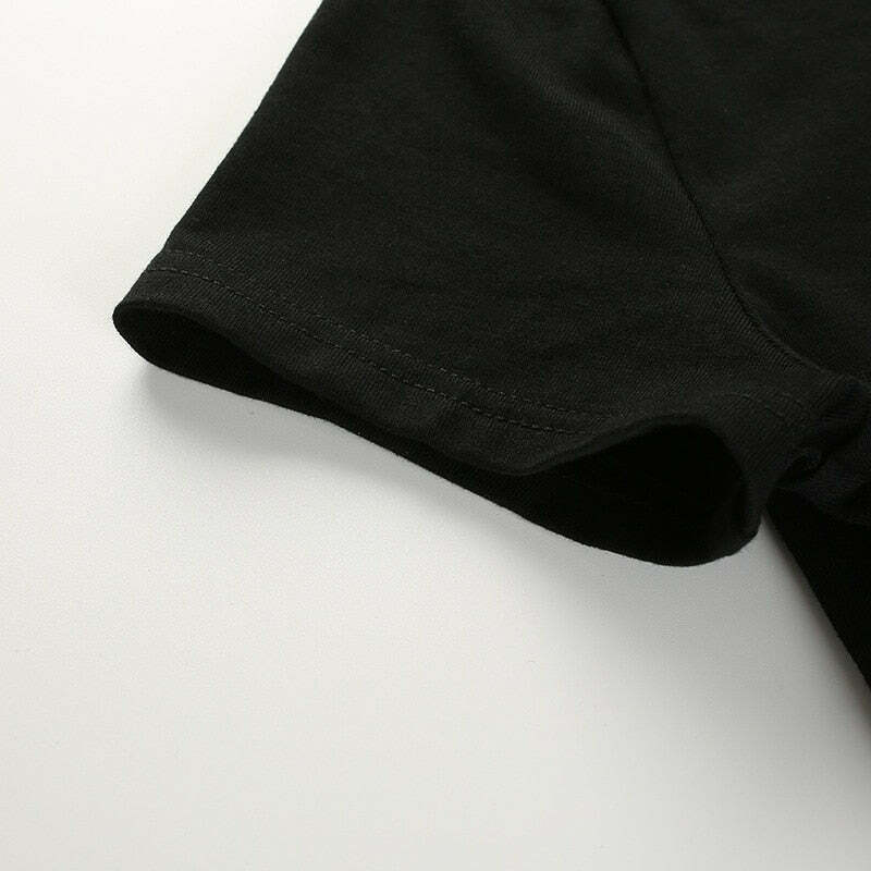 Y2K Grunge Black Crop Top T-Shirt - 90s Fashion, Retro Style, Y2K Summer Outfits, Baby Tees