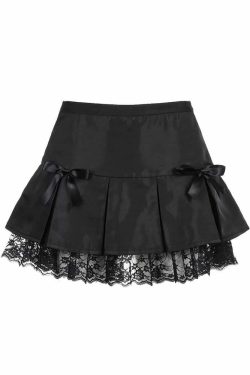 Y2K Grunge Black Emo Goth Lace Pleated Mini Skirt - Retro 90s Fashion, Y2K Summer Outfit