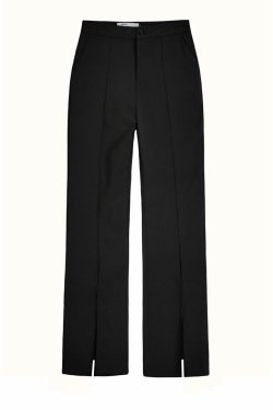 Y2K Grunge Black Front Slit Pants - Retro 90s Summer Outfit, Y2K Fashion, Gothic Style