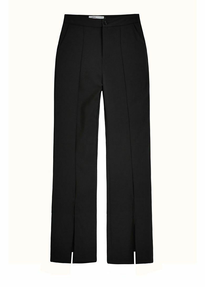 Y2K Grunge Black Front Slit Pants - Retro 90s Summer Outfit, Y2K Fashion, Gothic Style