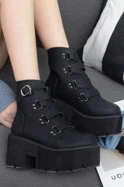 Y2K Grunge Black Goth Punk Platform Ankle Boots - Retro 90s Fashion, Y2K Club & Party Outfits