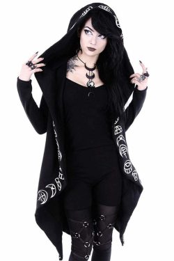 Y2K Grunge Black Gothic Moon Hoodie - Retro 90s Fashion, Summer Y2K Outfits, Pastel Goth Style