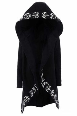 Y2K Grunge Black Gothic Moon Hoodie - Retro 90s Fashion, Summer Y2K Outfits, Pastel Goth Style