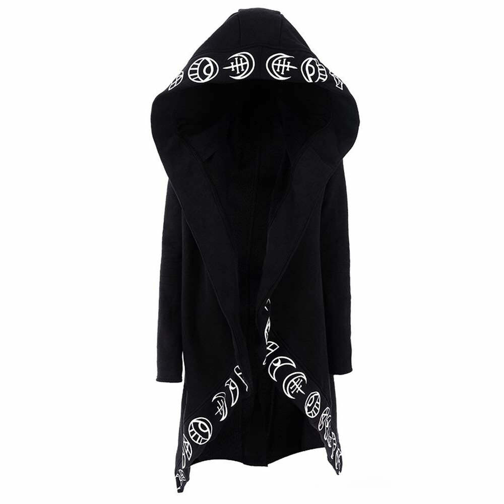 Y2K Grunge Black Gothic Moon Hoodie - Retro 90s Fashion, Summer Y2K Outfits, Pastel Goth Style