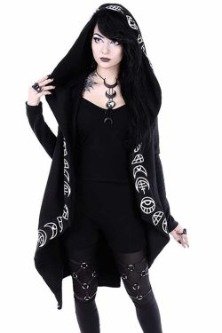 Y2K Grunge Black Gothic Moon Hoodie - Retro 90s Fashion, Summer Y2K Outfits, Pastel Goth Style
