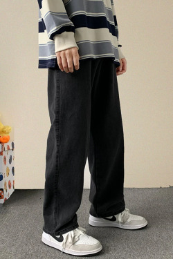 Y2K Grunge Black Loose Fitting Jeans - Retro 90s Fashion, Summer Y2K Outfits, Gothic Y2K Style