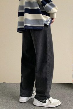 Y2K Grunge Black Loose Fitting Jeans - Retro 90s Fashion, Summer Y2K Outfits, Gothic Y2K Style