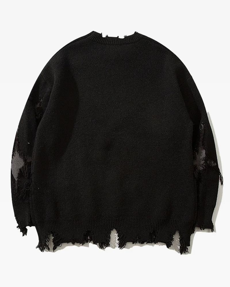 Y2K Grunge Black Skull Sweater - Retro 90s Fashion, Gothic Y2K, Summer Y2K Outfits