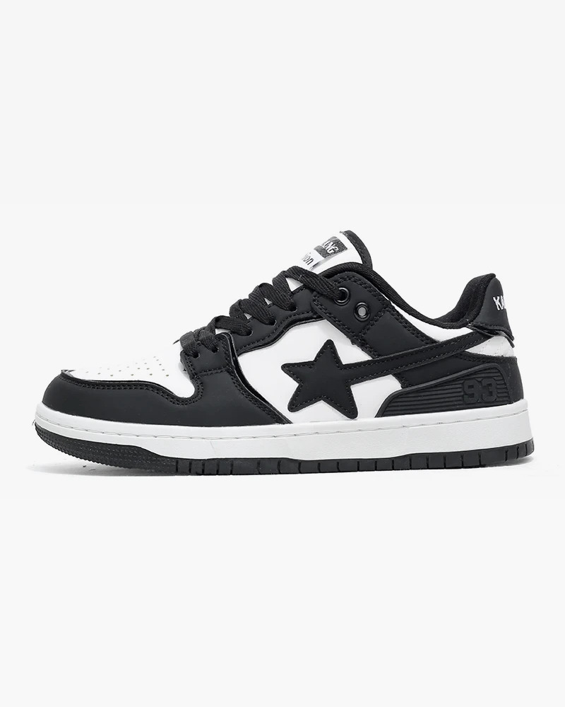 Y2K Grunge Black Star Sneakers - Retro 90s Hip Hop Fashion, Perfect for Y2K Summer Outfits