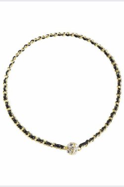 Y2K Grunge Black Sterling Silver Zircon Chain Necklace - Retro 90s Fashion & Gothic Style