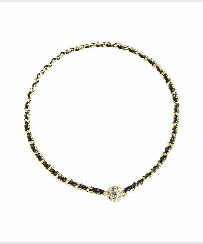 Y2K Grunge Black Sterling Silver Zircon Chain Necklace - Retro 90s Fashion & Gothic Style