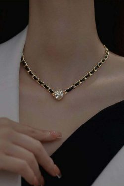 Y2K Grunge Black Sterling Silver Zircon Chain Necklace - Retro 90s Fashion & Gothic Style