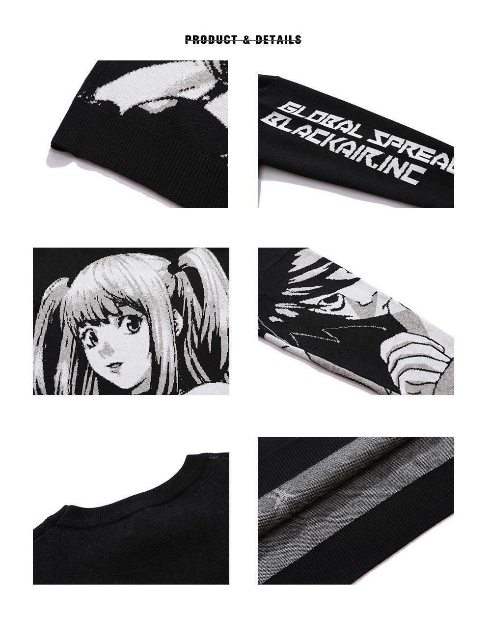 Y2K Grunge Black Sweater - Retro 90s Anime Girl Outfit, Perfect for Summer and Party Looks
