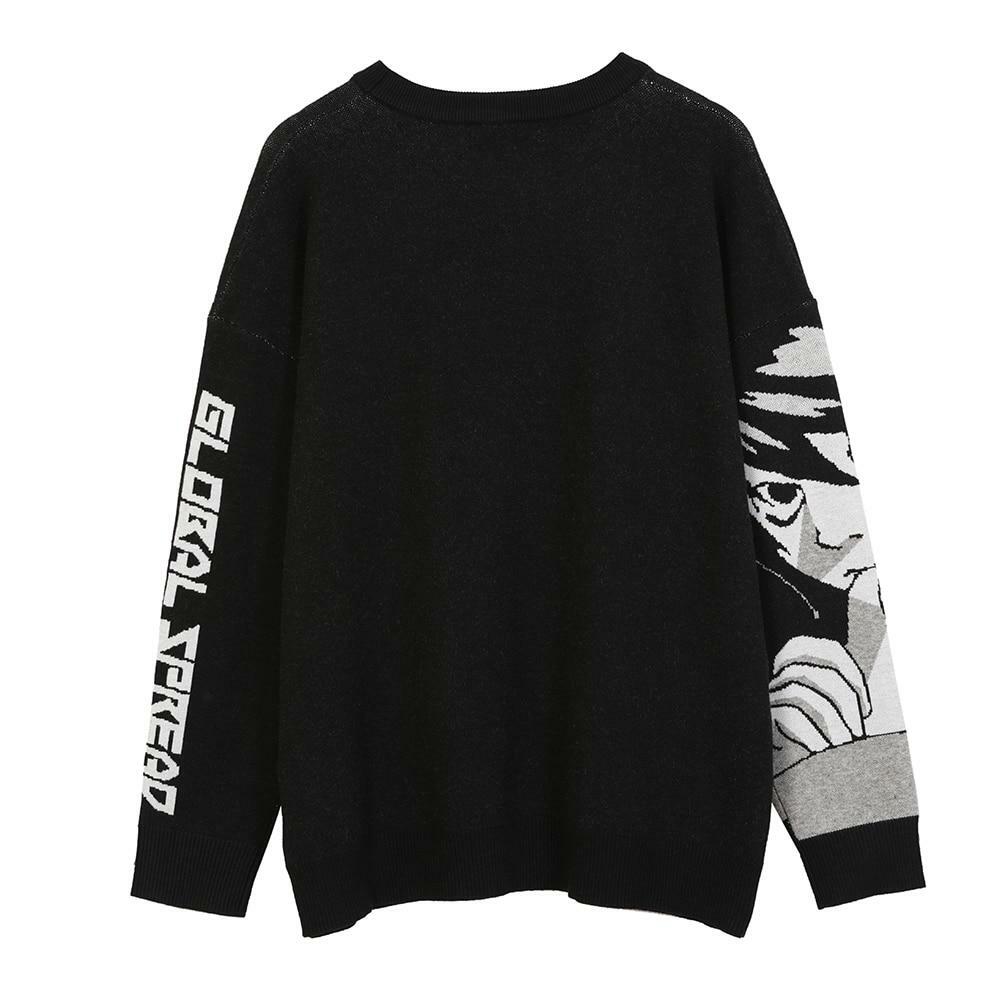 Y2K Grunge Black Sweater - Retro 90s Anime Girl Outfit, Perfect for Summer and Party Looks
