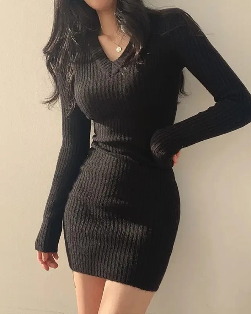 Y2K Grunge Black Sweater Dress - Retro 90s Fashion, Summer Y2K Outfit, Gothic Y2K Style
