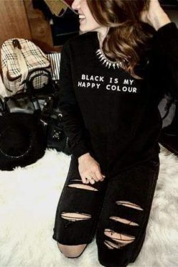 Y2K Grunge Black Sweatshirt - Retro 90s Goth Style, Perfect for Y2K Summer and Party Outfits