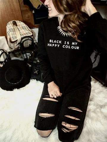 Y2K Grunge Black Sweatshirt - Retro 90s Goth Style, Perfect for Y2K Summer and Party Outfits