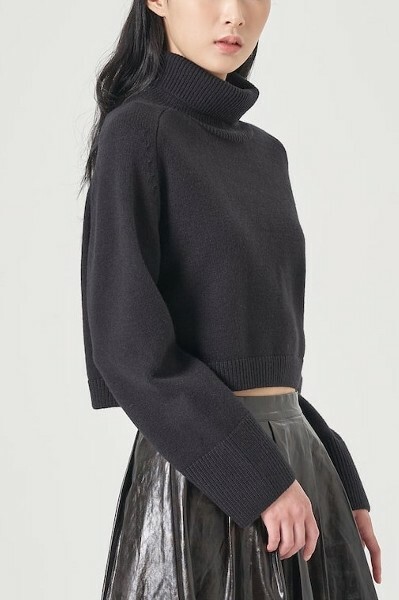 Y2K Grunge Black Turtleneck Knit Top - 90s Retro Summer Outfit, Gothic Y2K Fashion
