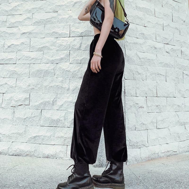 Y2K Grunge Black Velvet Pants - Retro 90s Fashion, Summer Outfits, and Party Looks