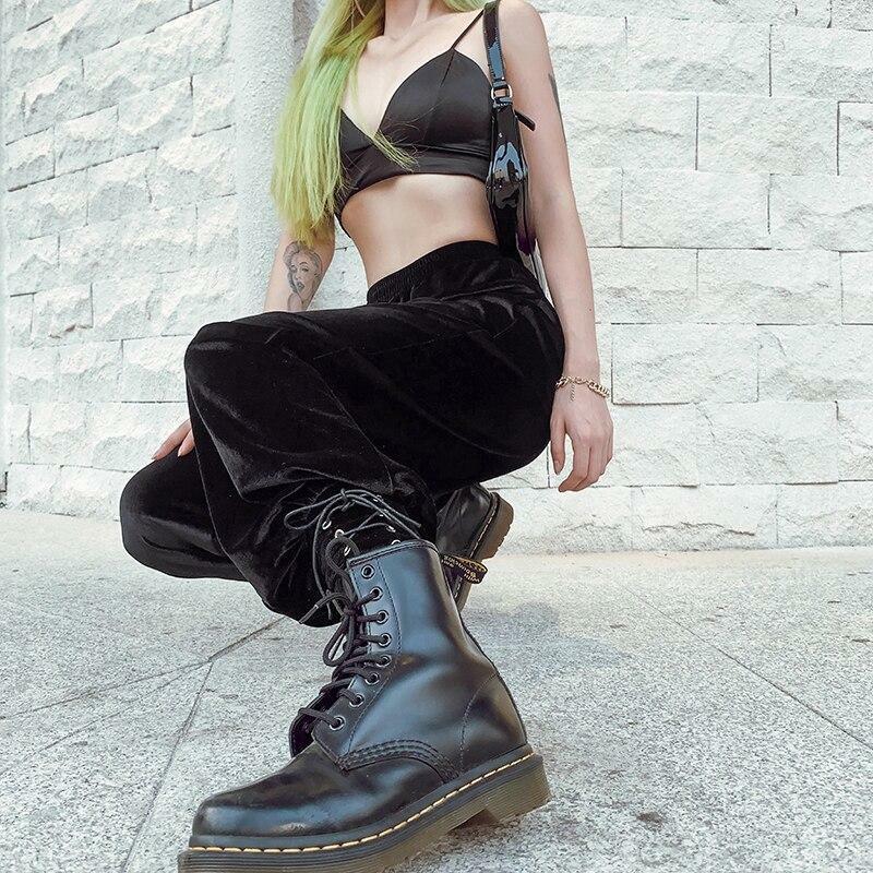 Y2K Grunge Black Velvet Pants - Retro 90s Fashion, Summer Outfits, and Party Looks