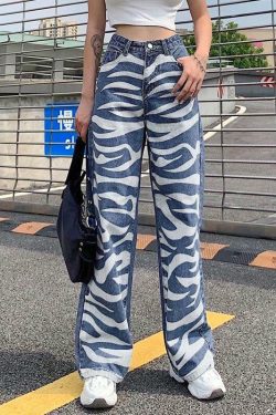 Y2K Grunge Blue & White Striped Baggy Pants - 90s Retro Summer Fashion