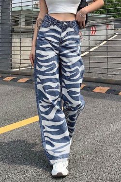 Y2K Grunge Blue & White Striped Baggy Pants - 90s Retro Summer Fashion