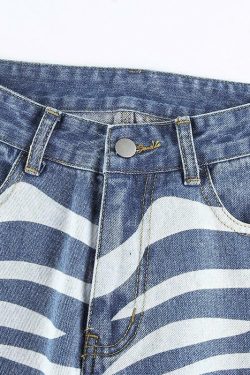 Y2K Grunge Blue & White Striped Baggy Pants - 90s Retro Summer Fashion