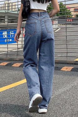 Y2K Grunge Blue & White Striped Baggy Pants - 90s Retro Summer Fashion