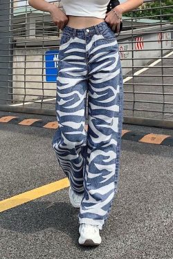 Y2K Grunge Blue & White Striped Baggy Pants - 90s Retro Summer Fashion