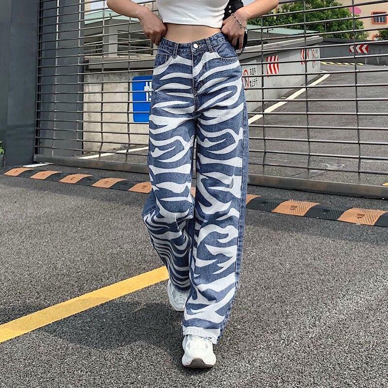 Y2K Grunge Blue & White Striped Baggy Pants - 90s Retro Summer Fashion