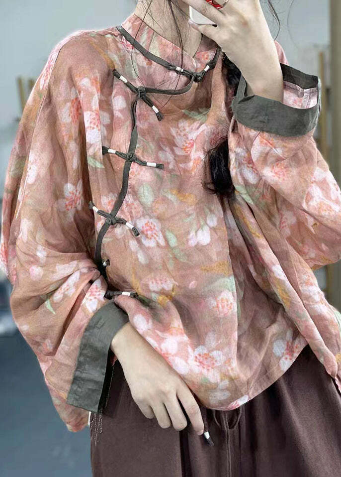 Y2K Grunge Blue Button Print Patchwork Cotton Long Sleeve Shirt - Retro 90s Summer Fashion