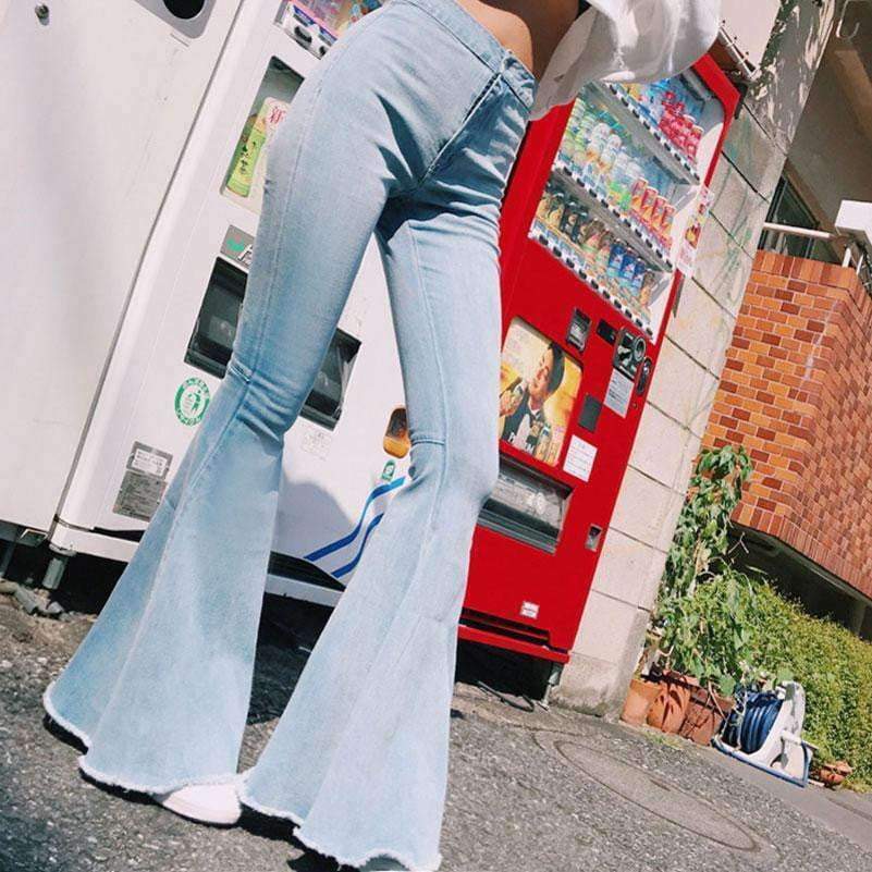 Y2K Grunge Blue Denim Skinny Jeans - Retro 90s Fashion, Summer Y2K Outfits, Y2K Club Style