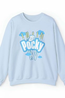 Y2K Grunge Blue Pocky Sweatshirt - Retro 90s Fashion, Summer Outfits, and Pastel Goth Style