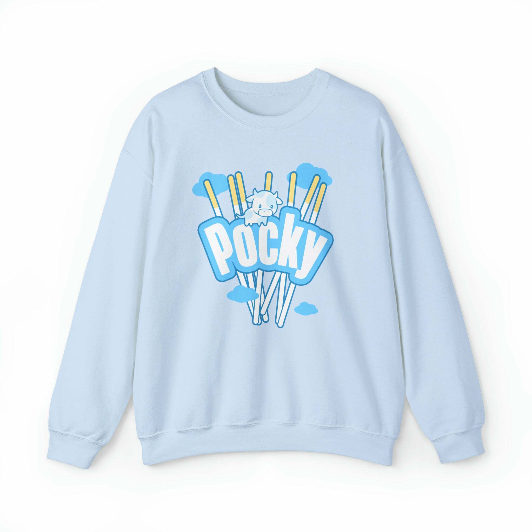 Y2K Grunge Blue Pocky Sweatshirt - Retro 90s Fashion, Summer Outfits, and Pastel Goth Style