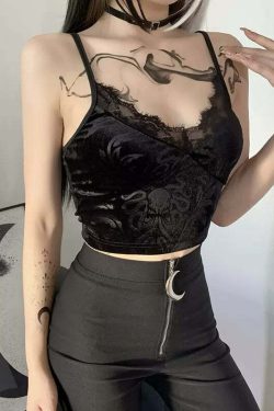 Y2K Grunge Bobbie Lace Crop Top - Retro 90s Summer Outfit, Pastel Goth, Y2K Party Fashion
