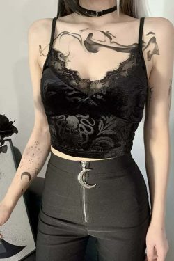 Y2K Grunge Bobbie Lace Crop Top - Retro 90s Summer Outfit, Pastel Goth, Y2K Party Fashion
