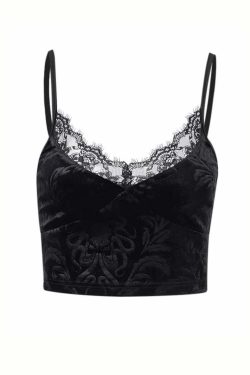 Y2K Grunge Bobbie Lace Crop Top - Retro 90s Summer Outfit, Pastel Goth, Y2K Party Fashion
